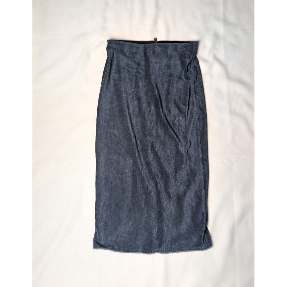 Full Zip Corduroy Velour Midnight Blue Cooperative Straight midi skirt Sz S